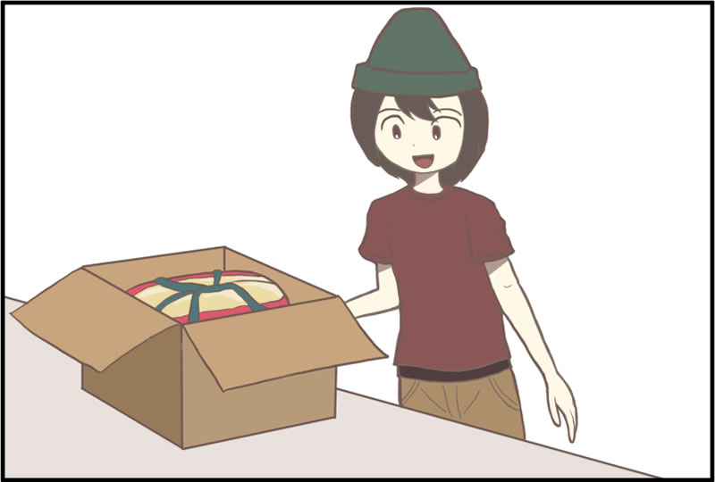 クリーニング希望のテントをお店に送る